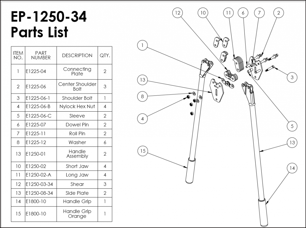 Encore EP125034 Parts List Grant Packaging, LLC.